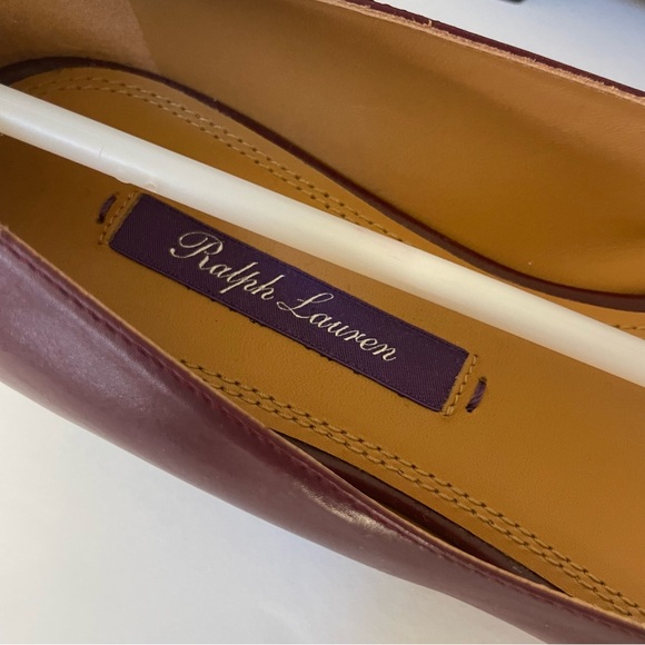 NWOB Ralph Lauren Purple Label  Kendrya Calfskin Ballet Flat Bordeaux Size 6.5 - Picture 6 of 14